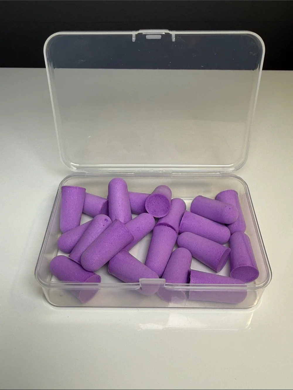 Purple Foam Ear Plugs - Reusable Carry Case, new/unused